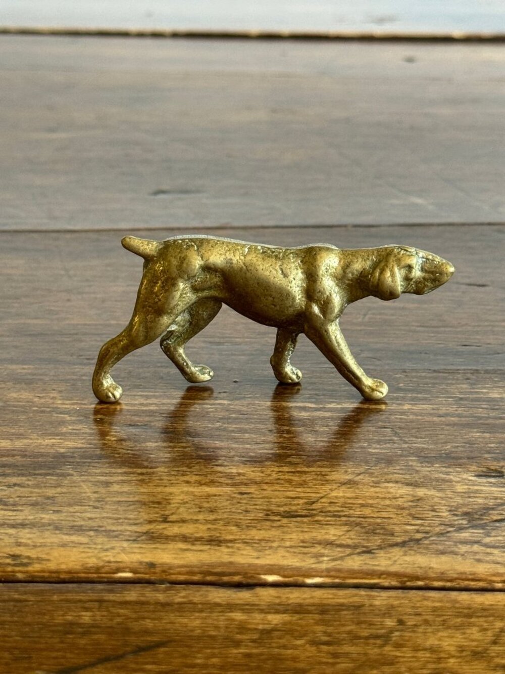 Small Brass Pointer Dog Figurine - Brass Hunting Dog